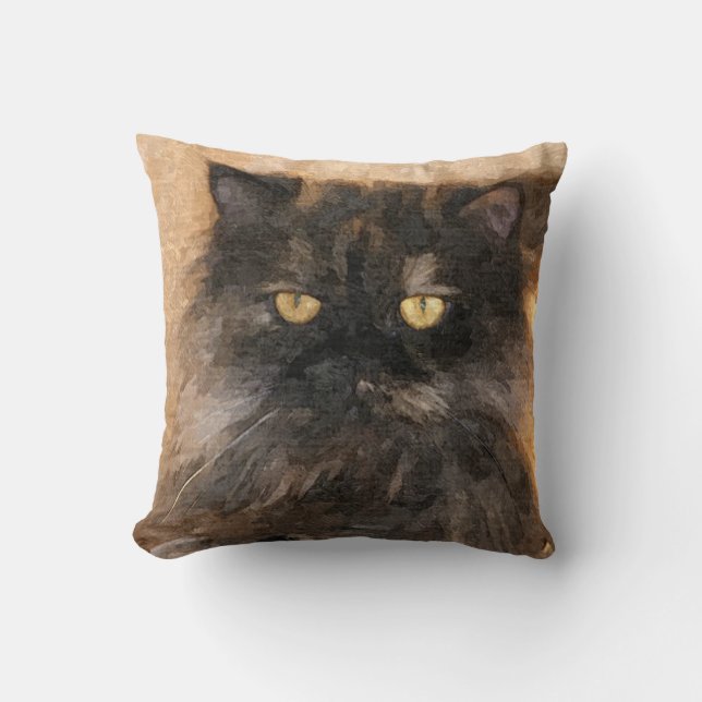 Calico Persian Cat Throw Pillow (Front)