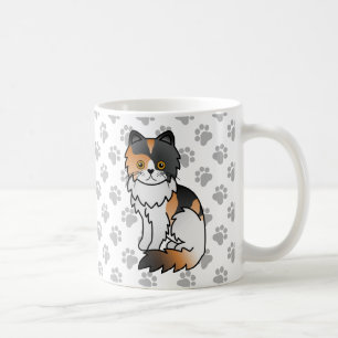 Calico Persian Cute Cartoon Cat Illustration Coffee Mug