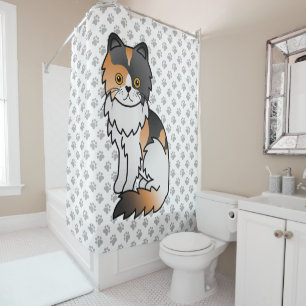 Calico Persian Cute Cartoon Cat & Paws