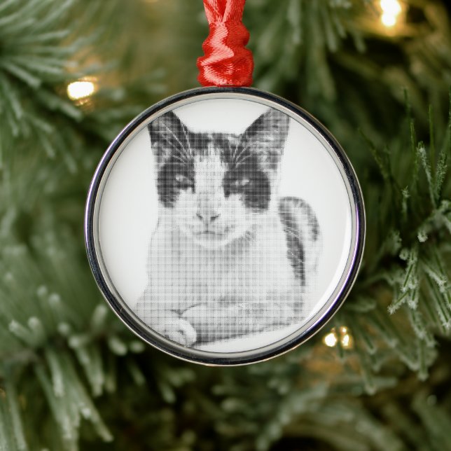 Calico Pop Halftone Metal Ornament (Tree)