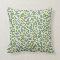 Calico Print Floral Pattern Blue Green Cream