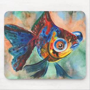 Calico Telescope Eye Goldfish mousepad