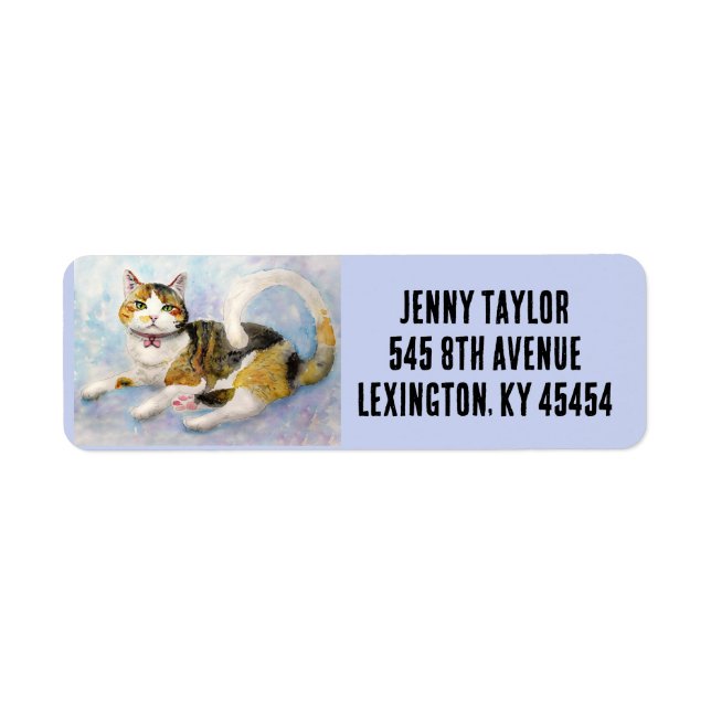 CALICO TORTIE CAT RETURN ADDRESS LABELS (Front)