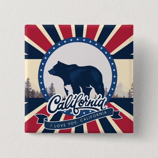 California 2 Inch Square Button (Front)
