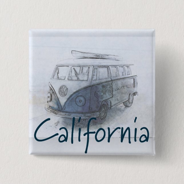 California 2 Inch Square Button (Front)