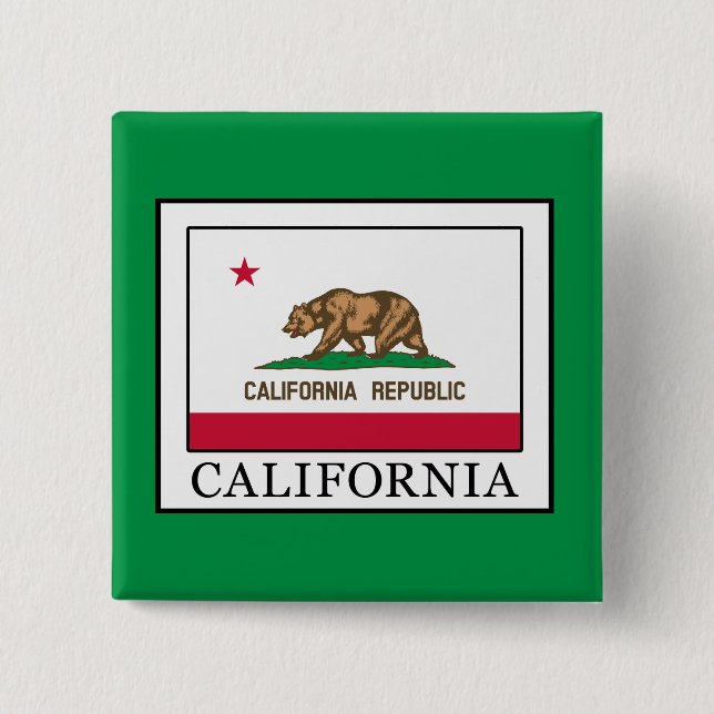 California 2 Inch Square Button (Front)