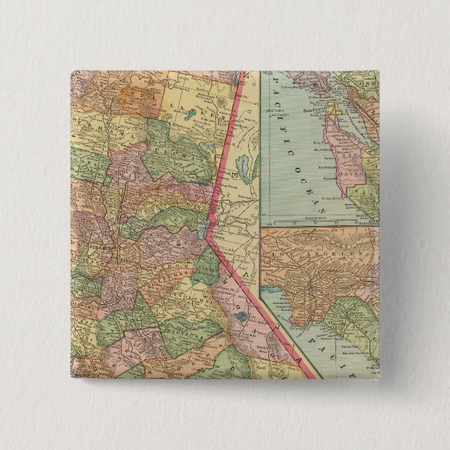 California 3 2 inch square button (Front)
