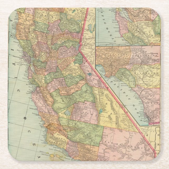 California 3 square paper coaster (Front)