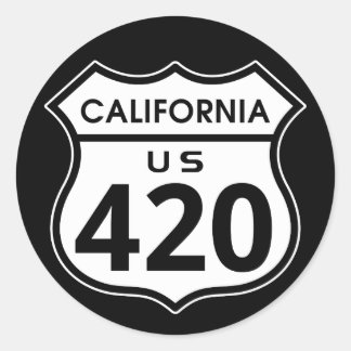 California 420 Day US highway sign Classic Round Sticker