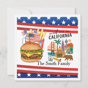 California 4th July Independence Day party Invitation