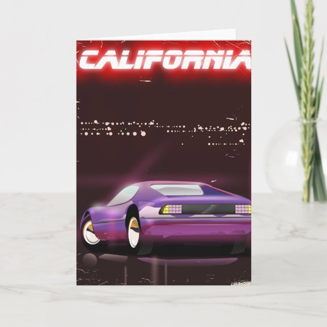 California 80's neon Supercar poster Holiday Card (Front)