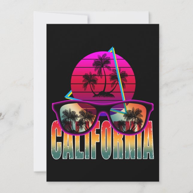 california 80s retro  invitation (Front)