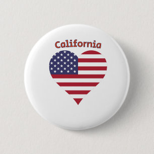California American Flag Heart 2 Inch Round Button