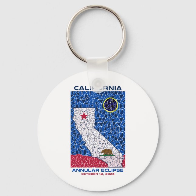 California Annular Eclipse Round Keychain (Front)
