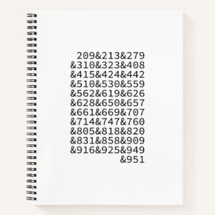 California Area Codes Notebook
