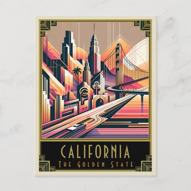 California | Art Deco Postcard (Front)