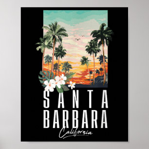 California Beach Aesthetic Santa Barbara Palm Tree Poster
