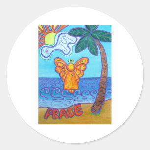 California Beach Angel Classic Round Sticker