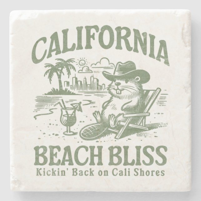 California Beach Bliss on Cali Shores Stone Coaster (Front)