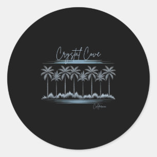 California Beach Crystal Cove Summer Vintage Palm  Classic Round Sticker