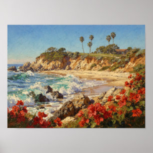 California Beach   Impressionist Coastal Art Poster
