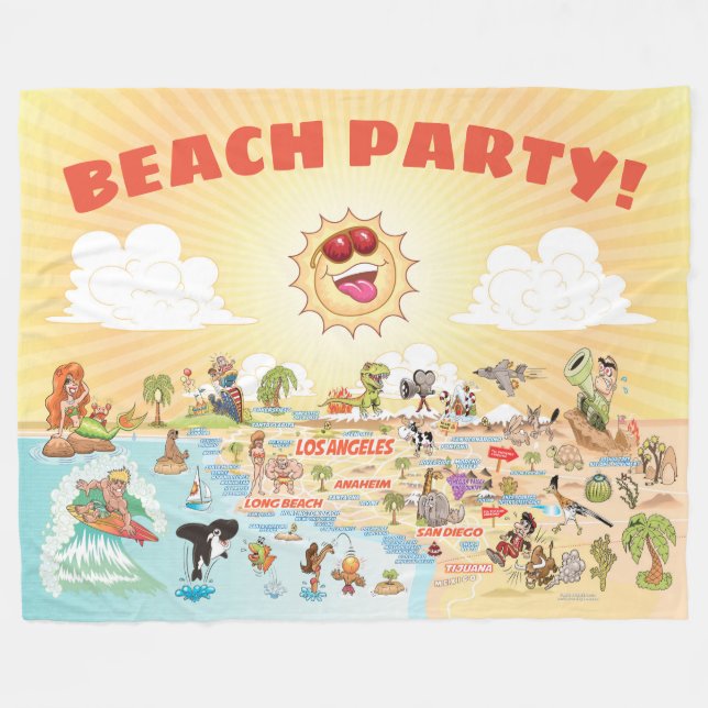California Beach Party Fleece Blanket (Front (Horizontal))
