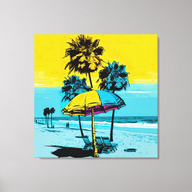 California Beach Pop Art Canvas Print (Front)