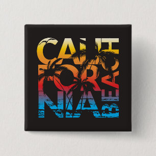 California Beach Poster 2 Inch Square Button