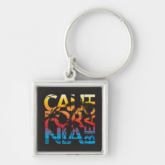 California Beach Poster Keychain (Front)