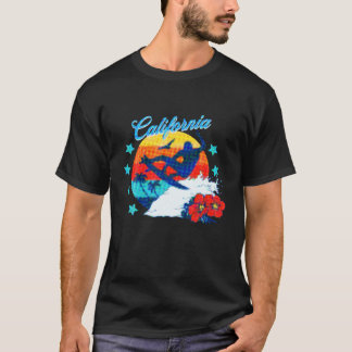 California beach surfing USA woman men children T  T-Shirt