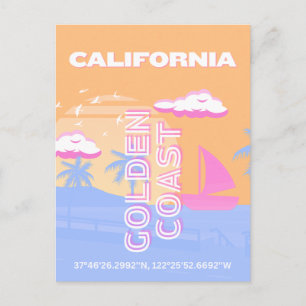 California, Beach, Travel Art Holiday Postcard