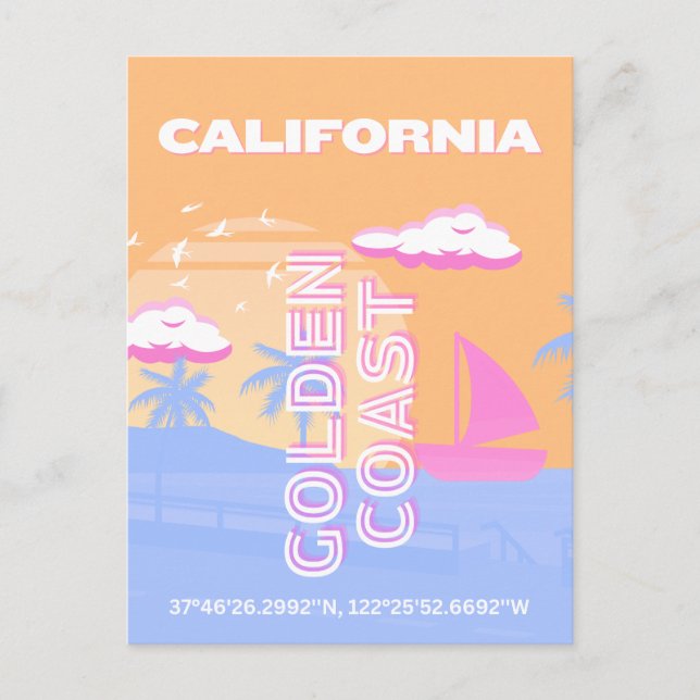 California, Beach, Travel Art Holiday Postcard (Front)