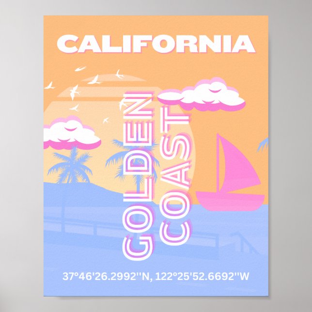 California, Beach, Travel Art Poster (Front)