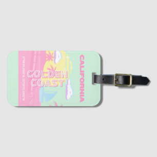 California, Beach, Travel Art, Preppy Luggage Tag