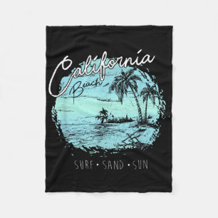 California Beach Vintage Surf Summer Surfer Gift Fleece Blanket