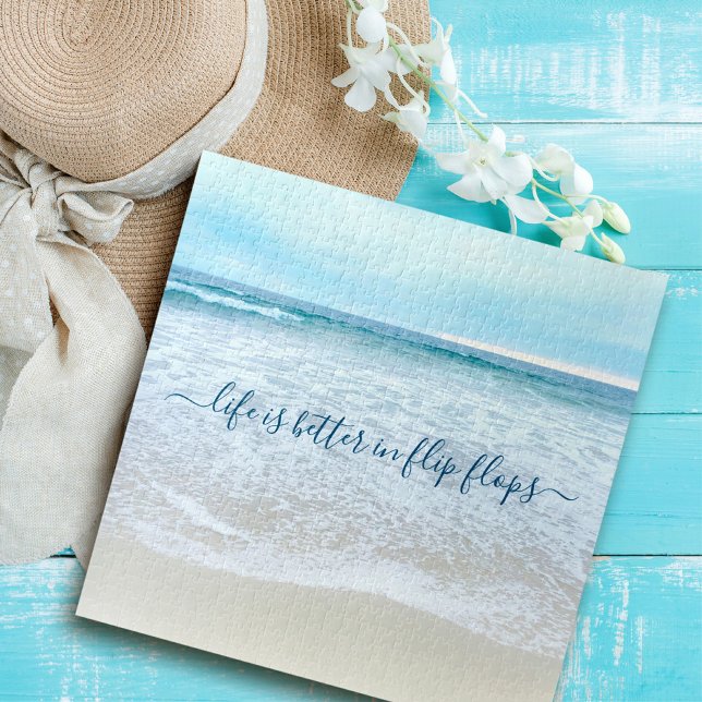 California Beach Waves Life Better In Flip Flops Jigsaw Puzzle (Creator Uploaded)