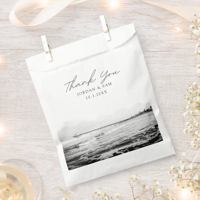 California Beach Wedding Pier Photo Favour Bag (Clipped)