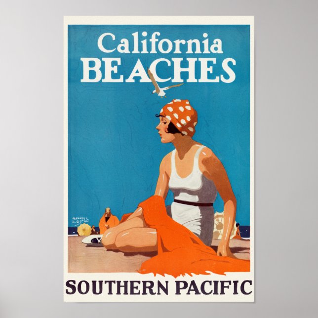 California Beaches Poster vintage 1923 (Devant)