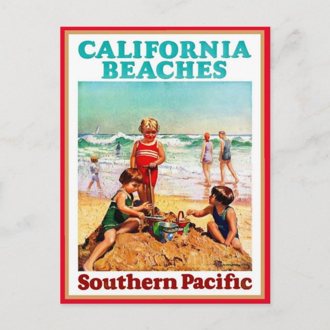 California Beaches Southern Pacific railroad 1927 Postcard (Front)