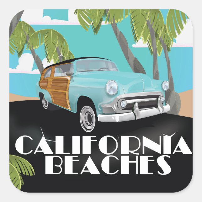 California Beaches Vacation print Square Sticker (Front)