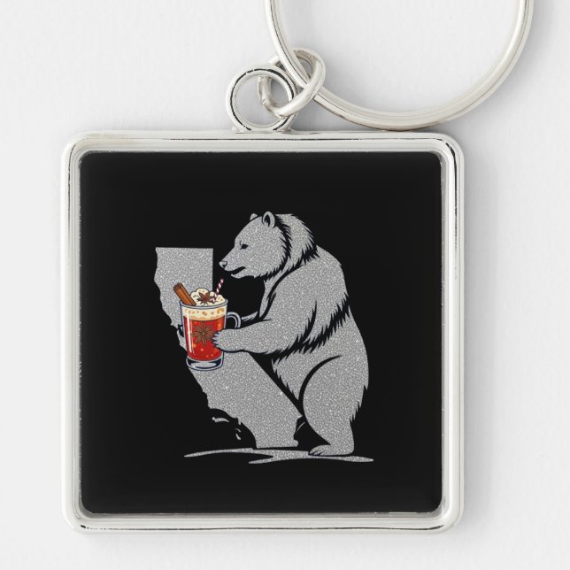 California Bear At Christmas Keychain (Front)