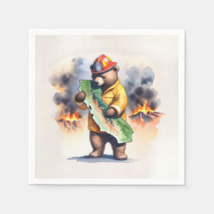 California Bear Firefighter  Napkin