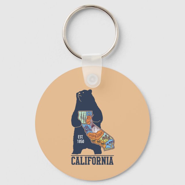 California Bear Golden State Keychain (Front)