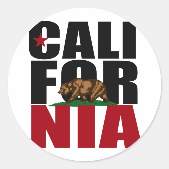 CALIFORNIA BEAR -.png Classic Round Sticker (Front)