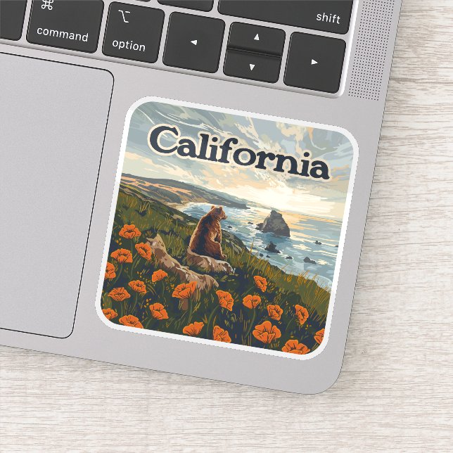 California Bear Poppies Flowers Coast Retro (Detail)