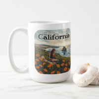 California Bear Poppies Flowers Coast Retro