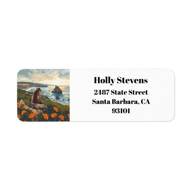 California Bear Poppies Flowers Return Address  (Front)