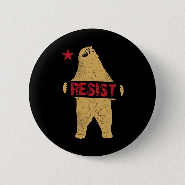California Bear Shirt Resist  2 Inch Round Button (Front)