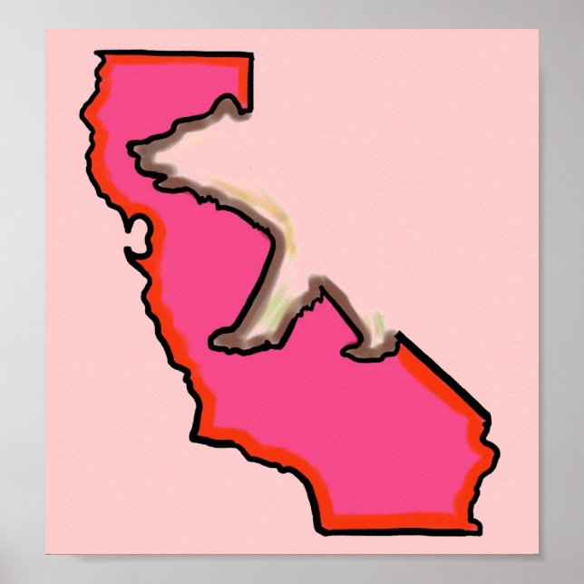 California bear state pink custom size poster (Front)