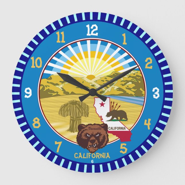 California Bear Wall Clock (Changeable City Name) (Front)